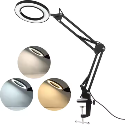 LED desk lamp with magnifier