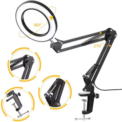 LED desk lamp with magnifier