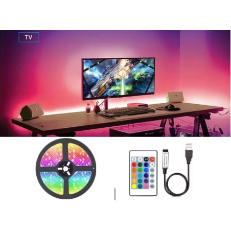 USB LED Strip Lights  - APP Control - Color Changing 5050 RGB Led Light Flexible Lamp Tape - 5m