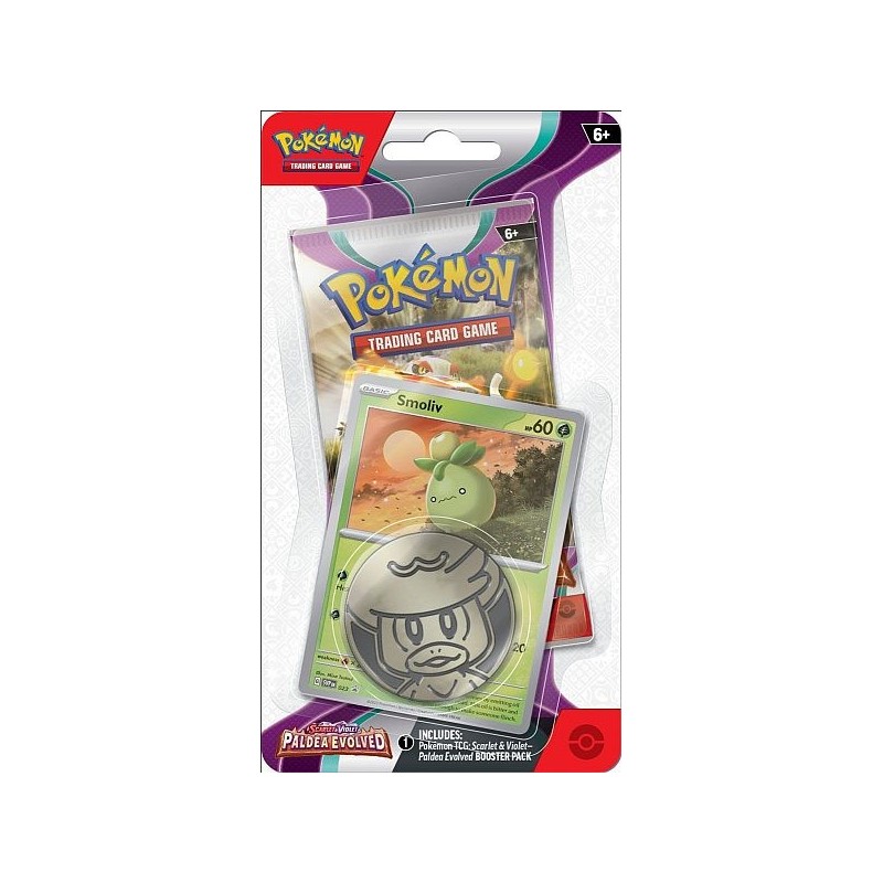 Checklane Blister: 1 Scarlet & Violet: Paldea Evolved Booster Pack + Smoliv Black Star Promo - Pokemon